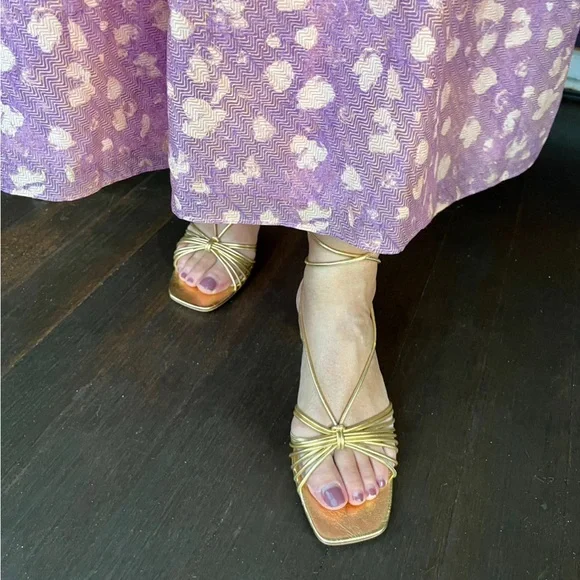 Loeffler Randall Riley Gold Lace Up Sandal Size 8.5 - Picture 10 of 10